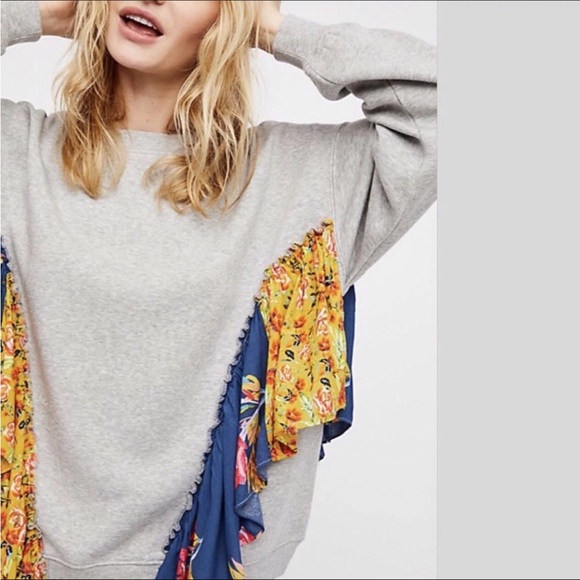 Free People Shes Just Cute Pullover Sweatshirt S - Picture 3 of 6